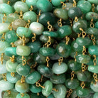 7-9mm Chrysoprase plain rondelle Gold plated chain by the foot 32 pcs - Beadsofcambay.com