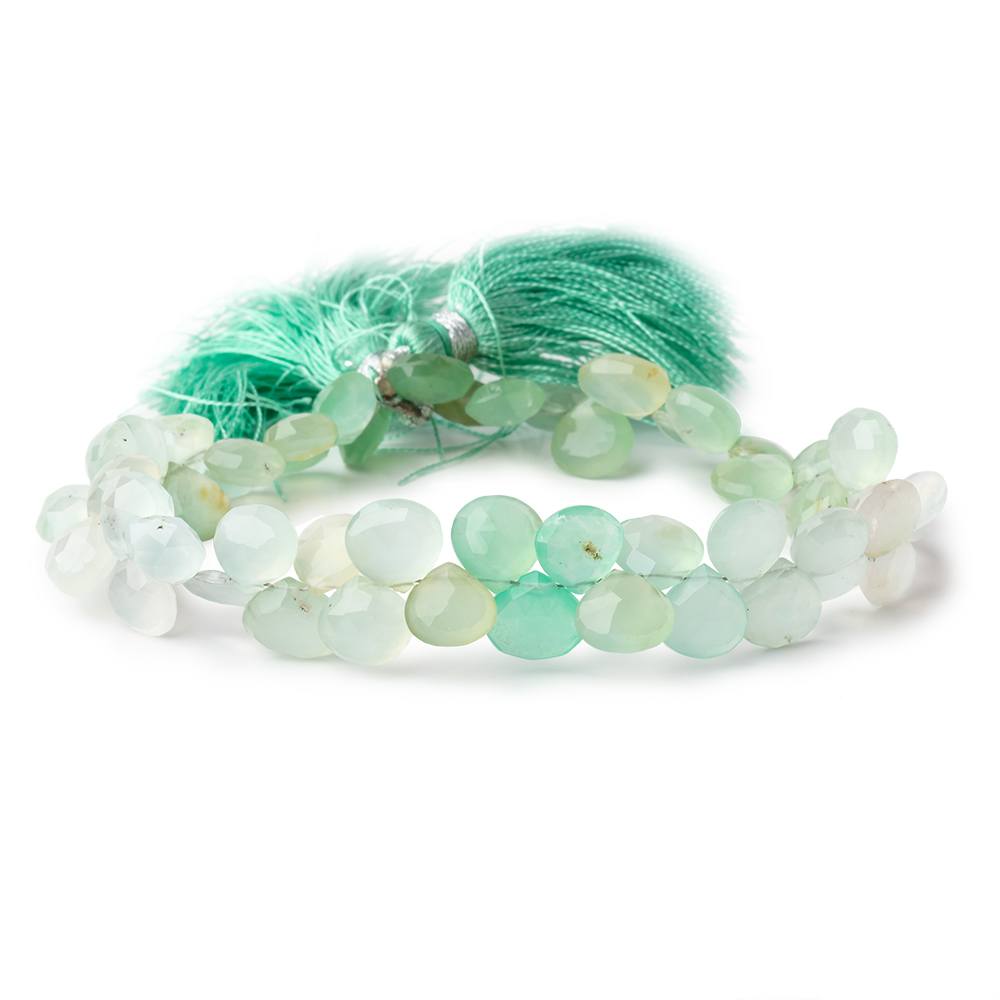 7-9mm Chrysoprase Shaded Faceted Heart Beads 8 inch 52 pieces - Beadsofcambay.com