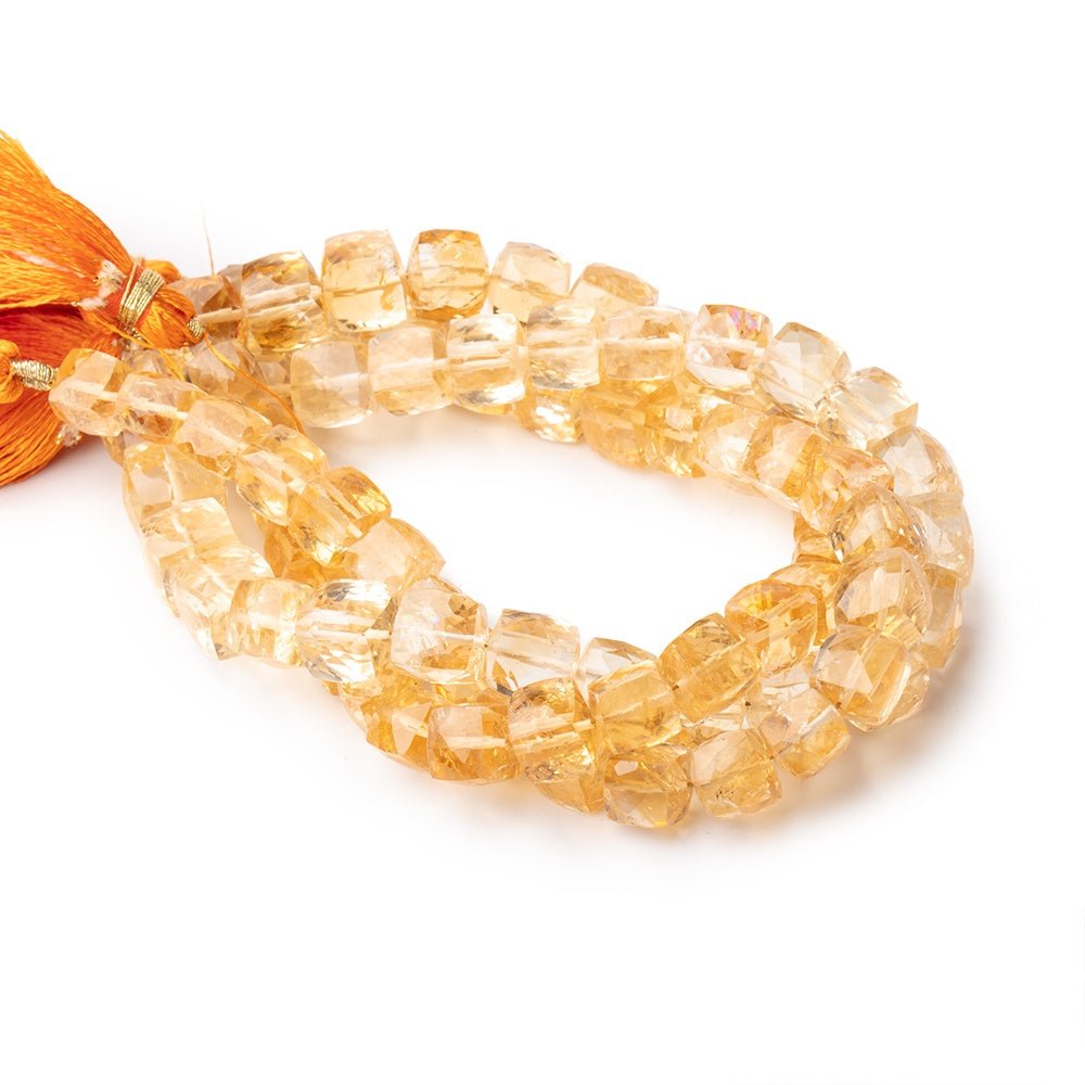 7-9mm Citrine Faceted Cube Beads 7 inch 21 pieces - Beadsofcambay.com