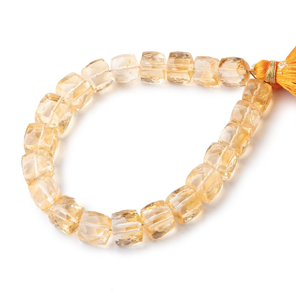 7-9mm Citrine Faceted Cube Beads 7 inch 21 pieces - Beadsofcambay.com