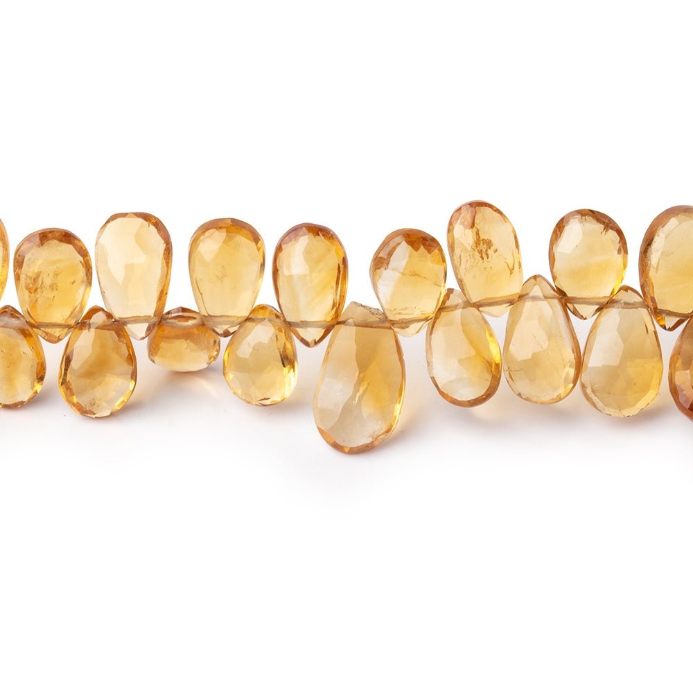 7-9mm Citrine Faceted Pear Beads 8 inch 63 pieces - Beadsofcambay.com