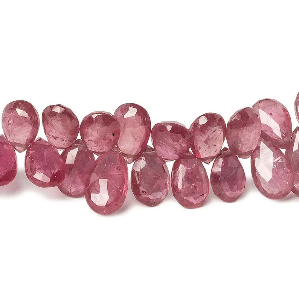 7-9mm Fancy Sapphire and Ruby Beads Pear Briolette 9 inch 83 pieces - Beadsofcambay.com