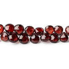7-9mm Garnet Faceted Heart Beads 9 inch 57 pieces - Beadsofcambay.com