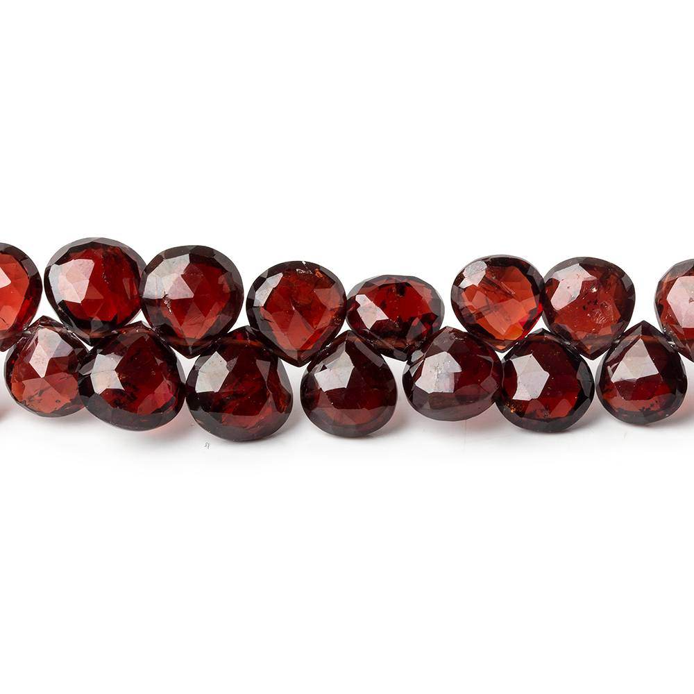 7-9mm Garnet Faceted Heart Beads 9 inch 57 pieces - Beadsofcambay.com