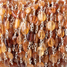 7-9mm Hessonite Garnet Faceted Ovals on Silver Plated Chain - Beadsofcambay.com