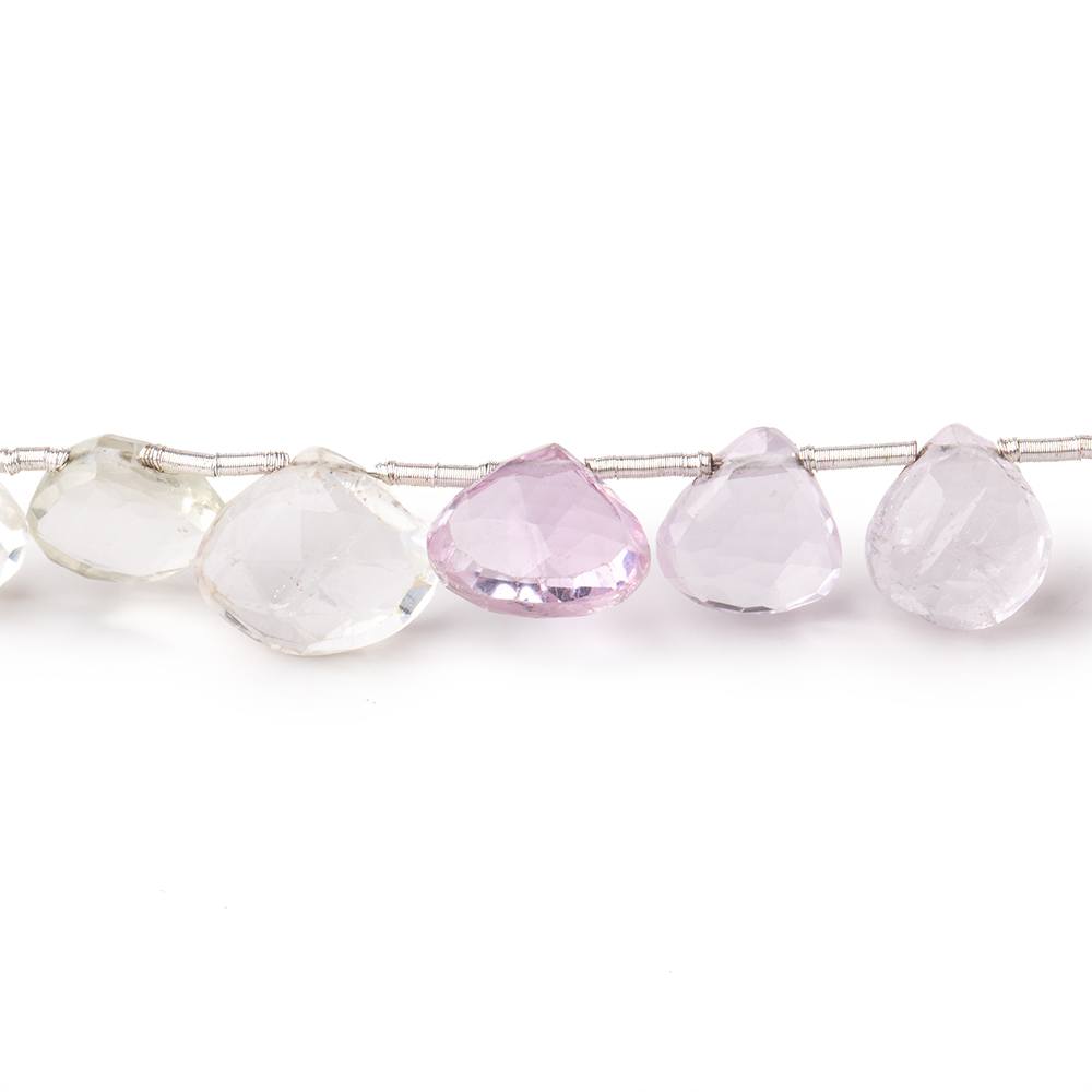 7-9mm Kunzite and Hiddenite Faceted Heart Beads 7.5 inch 20 pieces - Beadsofcambay.com