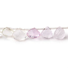 7-9mm Kunzite and Hiddenite Faceted Heart Beads 7.5 inch 20 pieces - Beadsofcambay.com