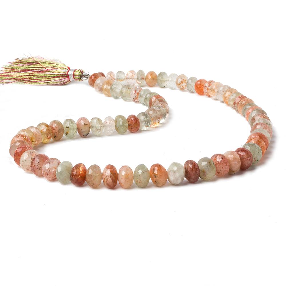 7-9mm Multi Gemstone faceted rondelle beads 16 inch 71 pieces - Beadsofcambay.com