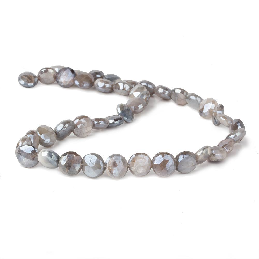7-9mm Mystic Platinum Moonstone faceted coins 14 inch 42 beads - Beadsofcambay.com