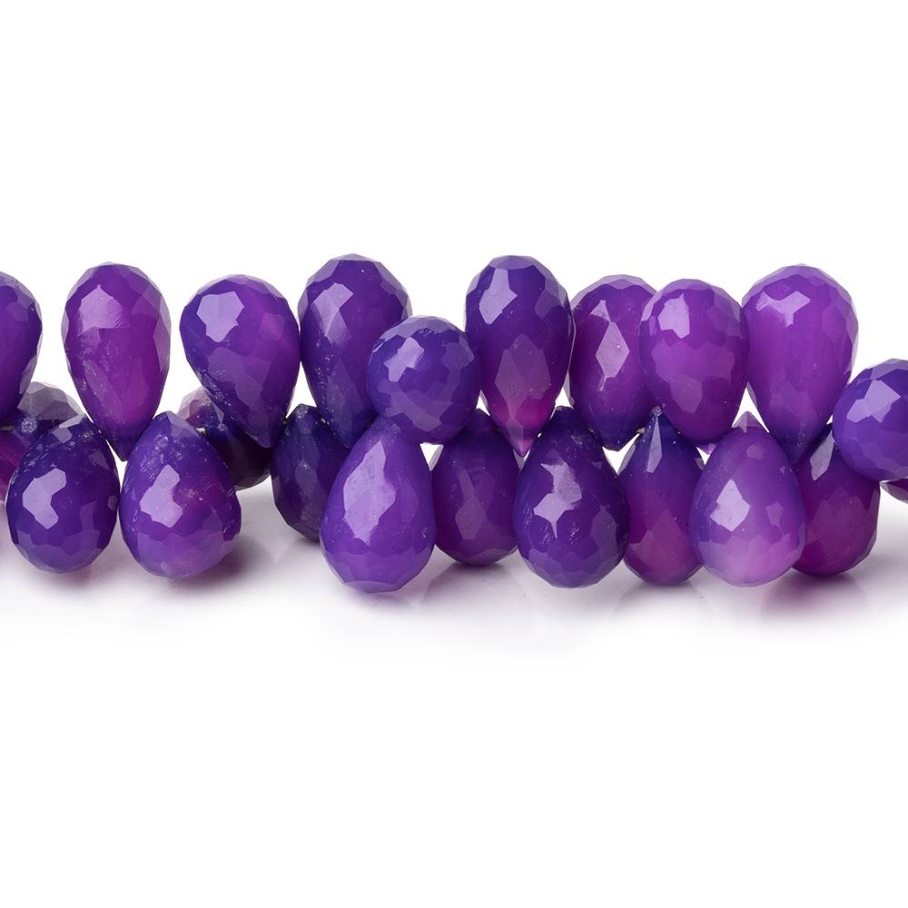 7-9mm Ombré Purple Chalcedony Faceted Tear Drop Beads 8 inch 82 pieces - Beadsofcambay.com