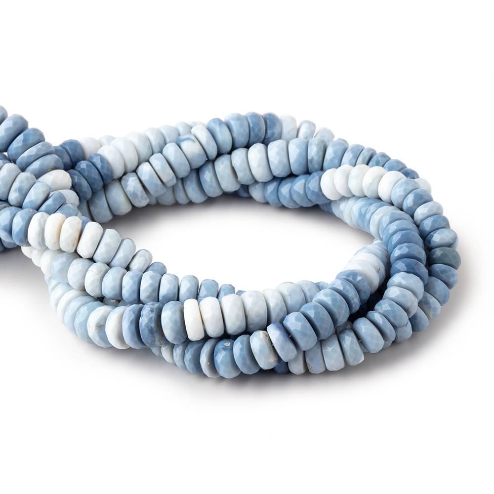 7-9mm Owyhee Denim Blue Opal Faceted Rondelles LOT OF 4 STRANDS - Beadsofcambay.com