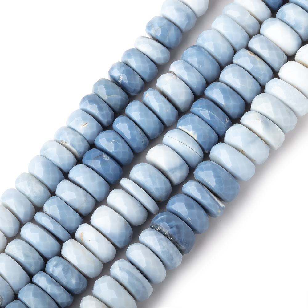 7-9mm Owyhee Denim Blue Opal Faceted Rondelles LOT OF 4 STRANDS - Beadsofcambay.com
