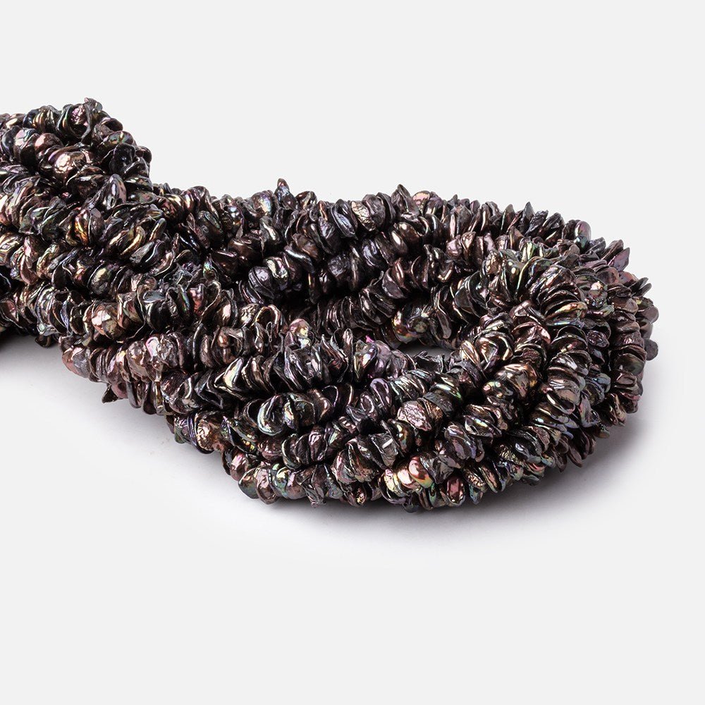 7-9mm Peacock Keshi Center Drilled Freshwater Pearls 15.5 inch 187 beads - Beadsofcambay.com