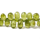 7-9mm Peridot Tear Drop Briolette 8 inch 68 pieces - Beadsofcambay.com
