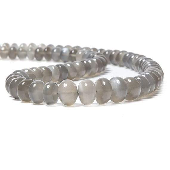 7-9mm Platinum Grey Moonstone Plain Rondelles 78pcs - Beadsofcambay.com