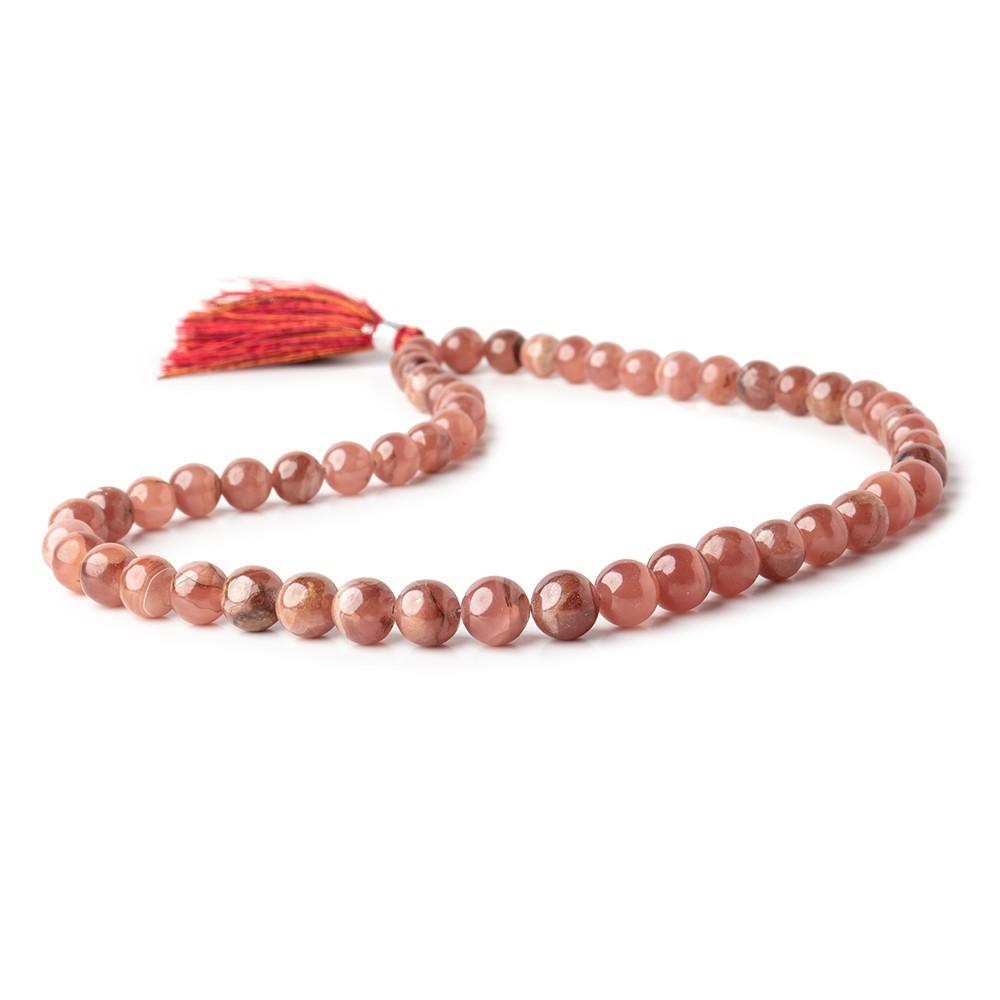 7-9mm Rhodochrosite Plain Round Beads 16 inch 52 pieces AAA - Beadsofcambay.com