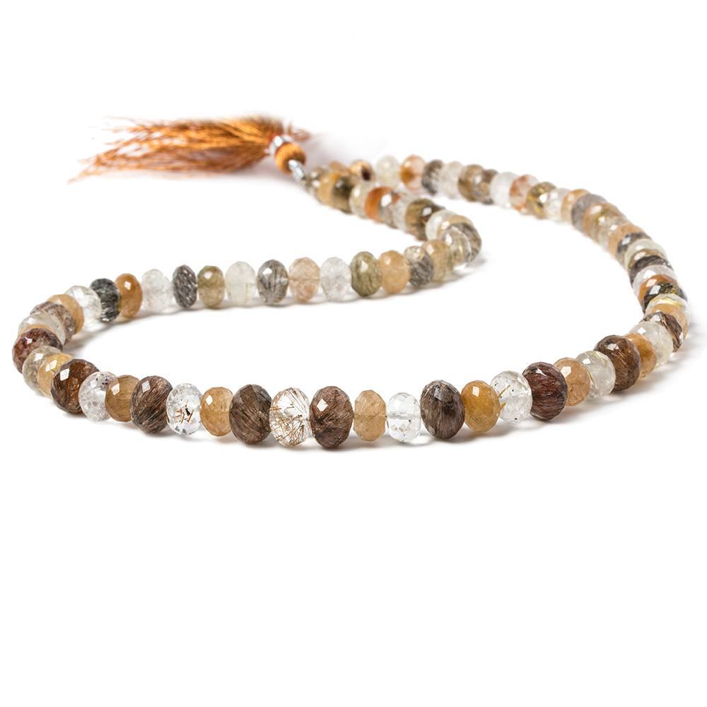 7-9mm Rutilated Quartz Faceted Rondelle Beads 15 inch 82 pieces - Beadsofcambay.com