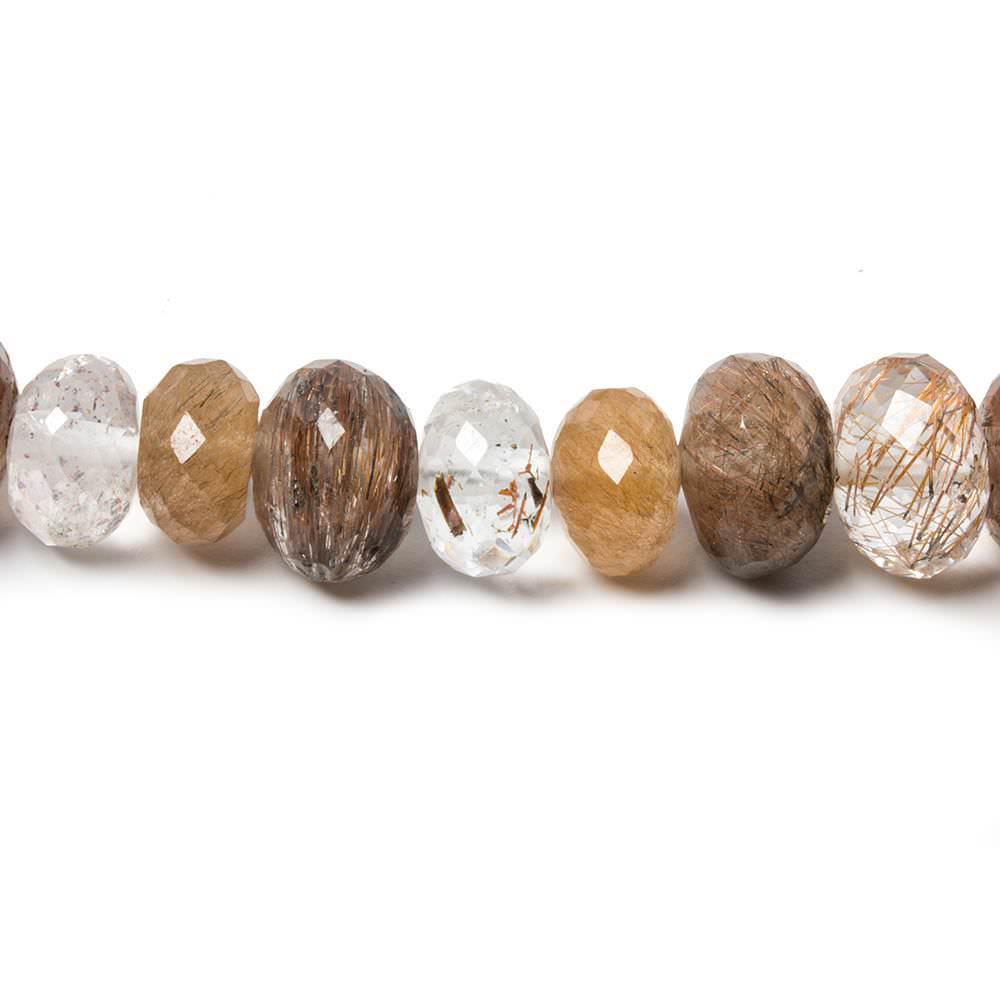 7-9mm Rutilated Quartz Faceted Rondelle Beads 15 inch 82 pieces - Beadsofcambay.com