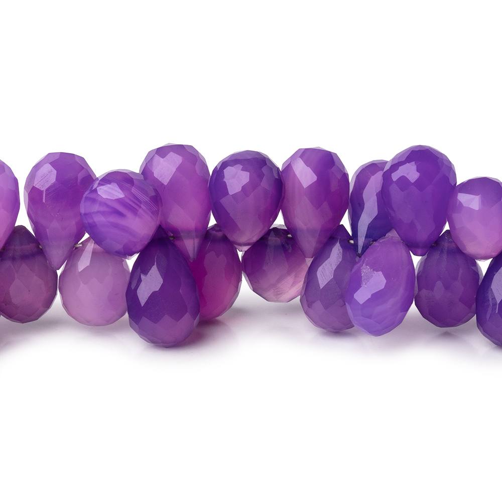 7-9mm Shaded Purple Chalcedony Faceted Tear Drop Beads 8 inch 80 pieces - Beadsofcambay.com