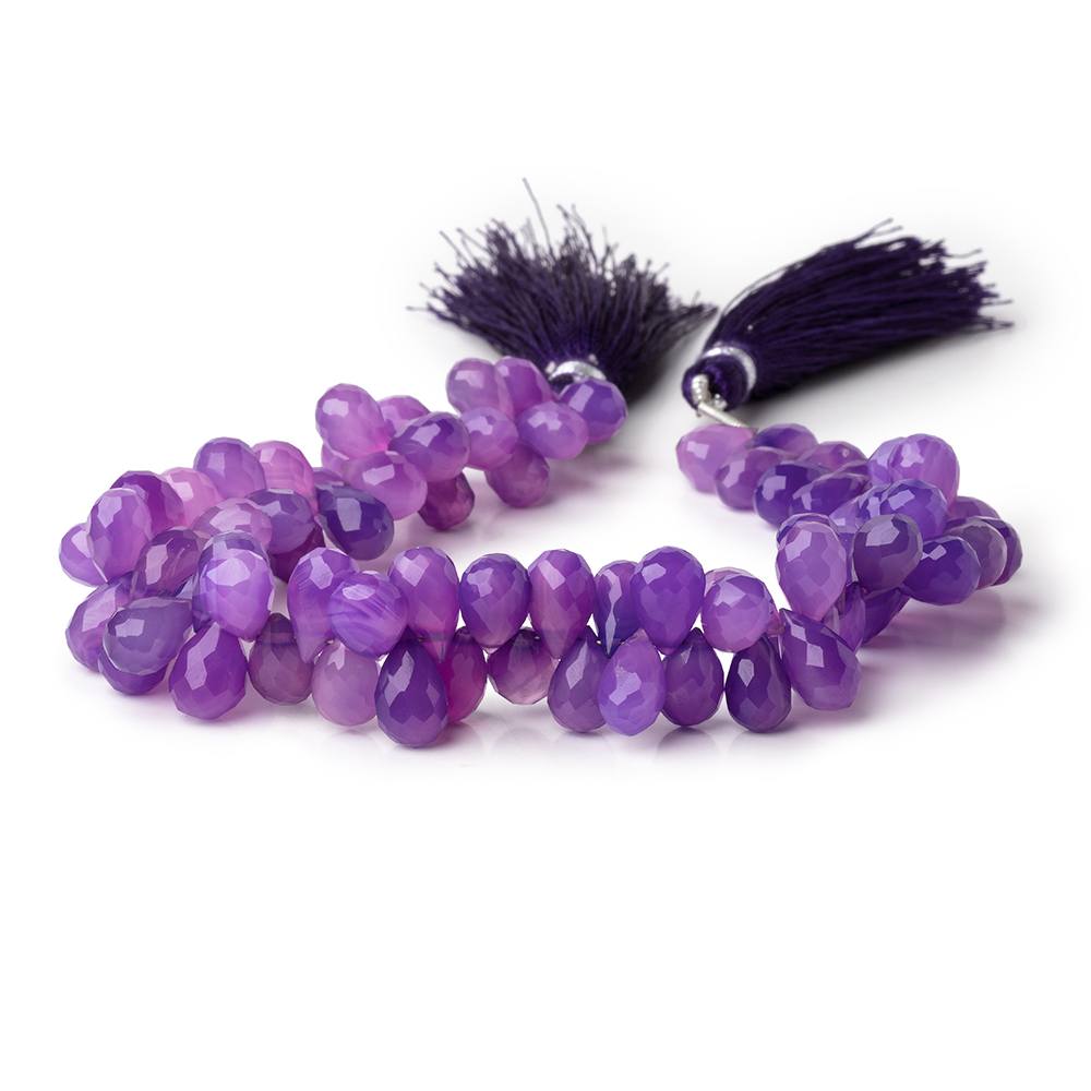 7-9mm Shaded Purple Chalcedony Faceted Tear Drop Beads 8 inch 80 pieces - Beadsofcambay.com