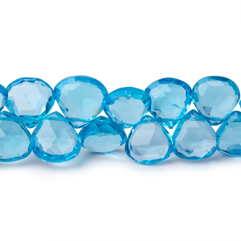 7-9mm Swiss Blue Topaz Faceted Heart Beads 8.5 inch 54 pieces AAA - Beadsofcambay.com