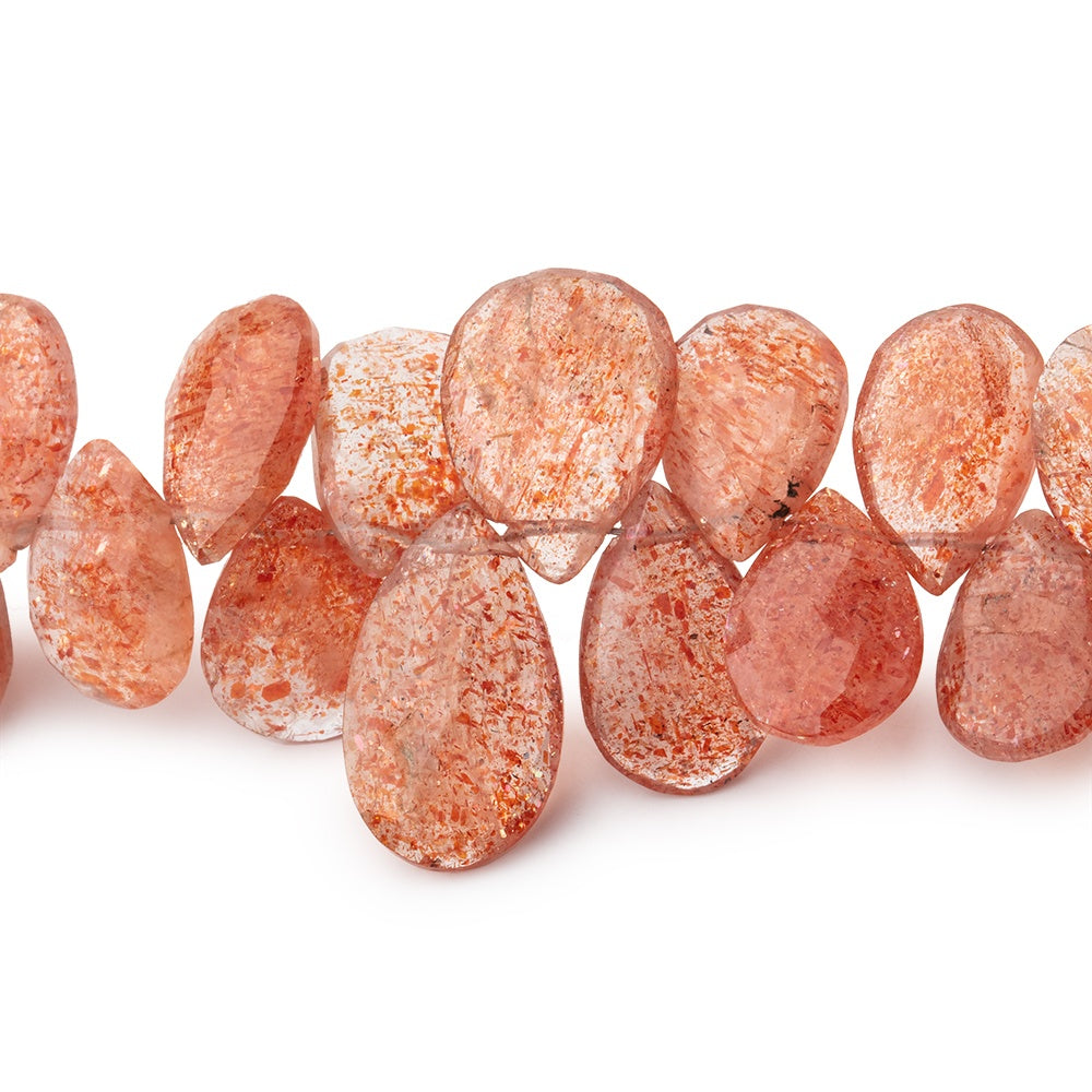 7x5-13x7mm Sunstone Faceted Pear Beads 8 inch 53 pieces - BeadsofCambay.com