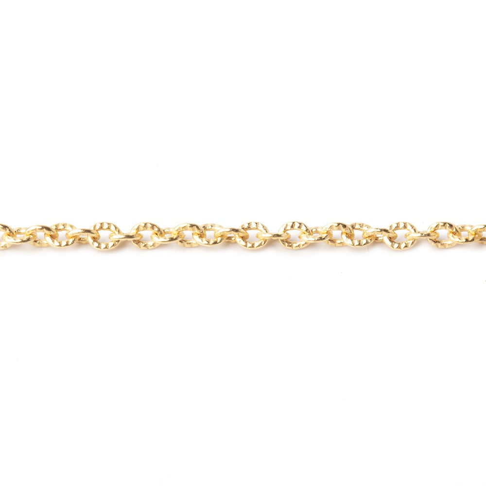 2x2.8mm 22kt Gold Plated Corrugated Oval Link Chain by the Foot - BeadsofCambay.com
