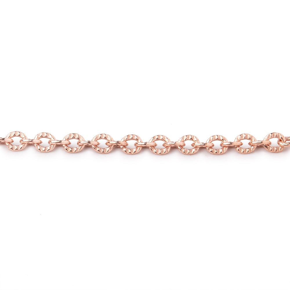 2.5mm Rose Gold plated Small Corrugated Oval Link Chain by the Foot - BeadsofCambay.com