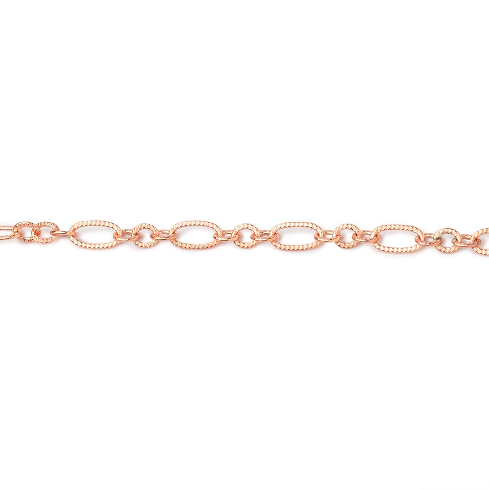 3.5mm Rose Gold plated Multiple Corrugated Oval Link Chain by the Foot - BeadsofCambay.com