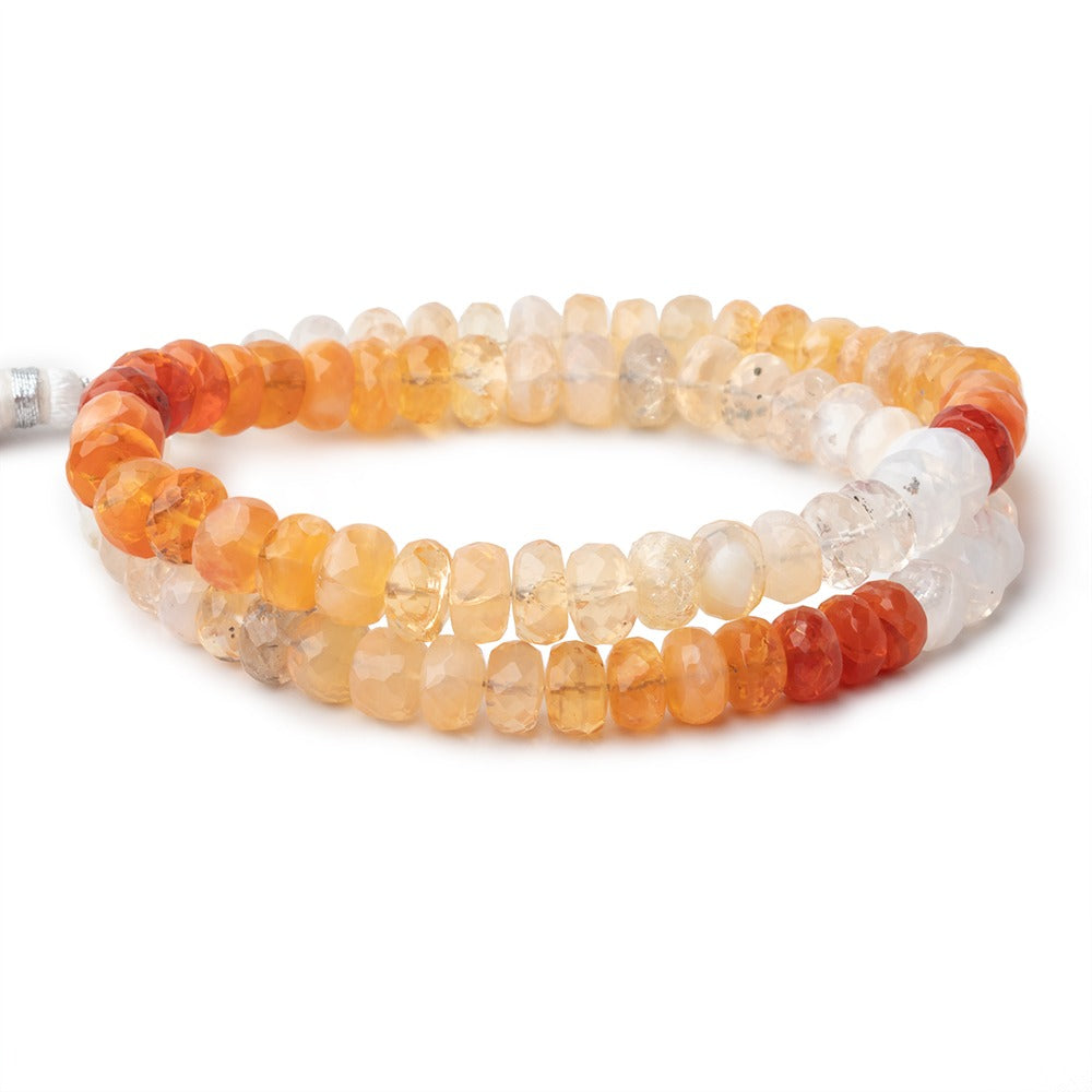 7mm Fire Opal Faceted Rondelle Beads 15 inch 82 pieces - BeadsofCambay.com