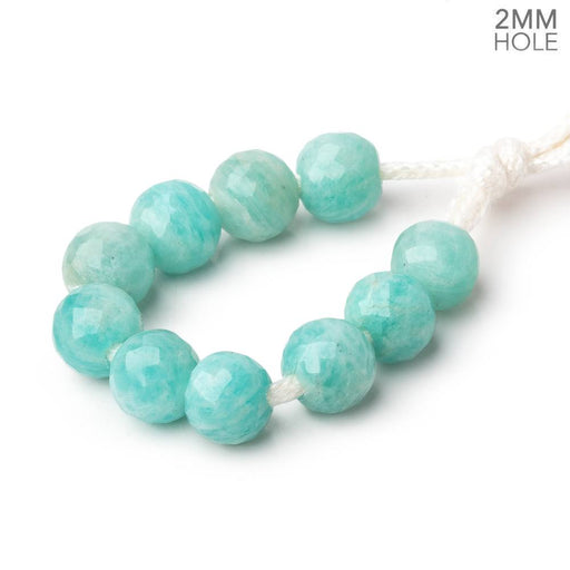 7.3mm Amazonite 2mm Large Hole Faceted Round Beads Set of 10 - Beadsofcambay.com
