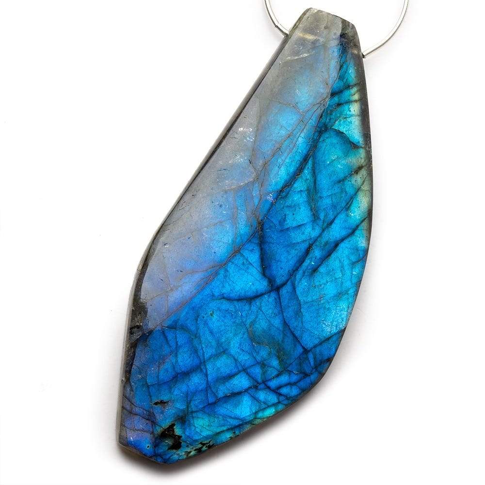 73x32x6mm Neon Blue Labradorite fancy shape focal bead 1 piece AAA - Beadsofcambay.com