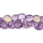 7.5-10mm Ametrine Faceted Heart Beads 8 inch 50 pieces - Beadsofcambay.com