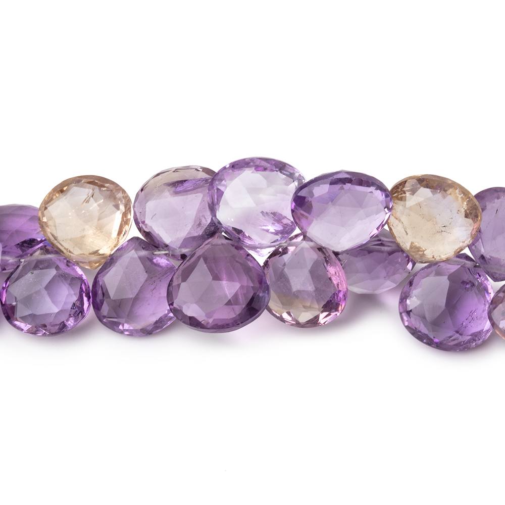 7.5-10mm Ametrine Faceted Heart Beads 8 inch 50 pieces - Beadsofcambay.com
