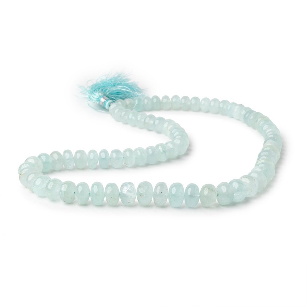 7.5-11mm Aquamarine Plain Rondelle Beads 18 inch 75 pieces - Beadsofcambay.com
