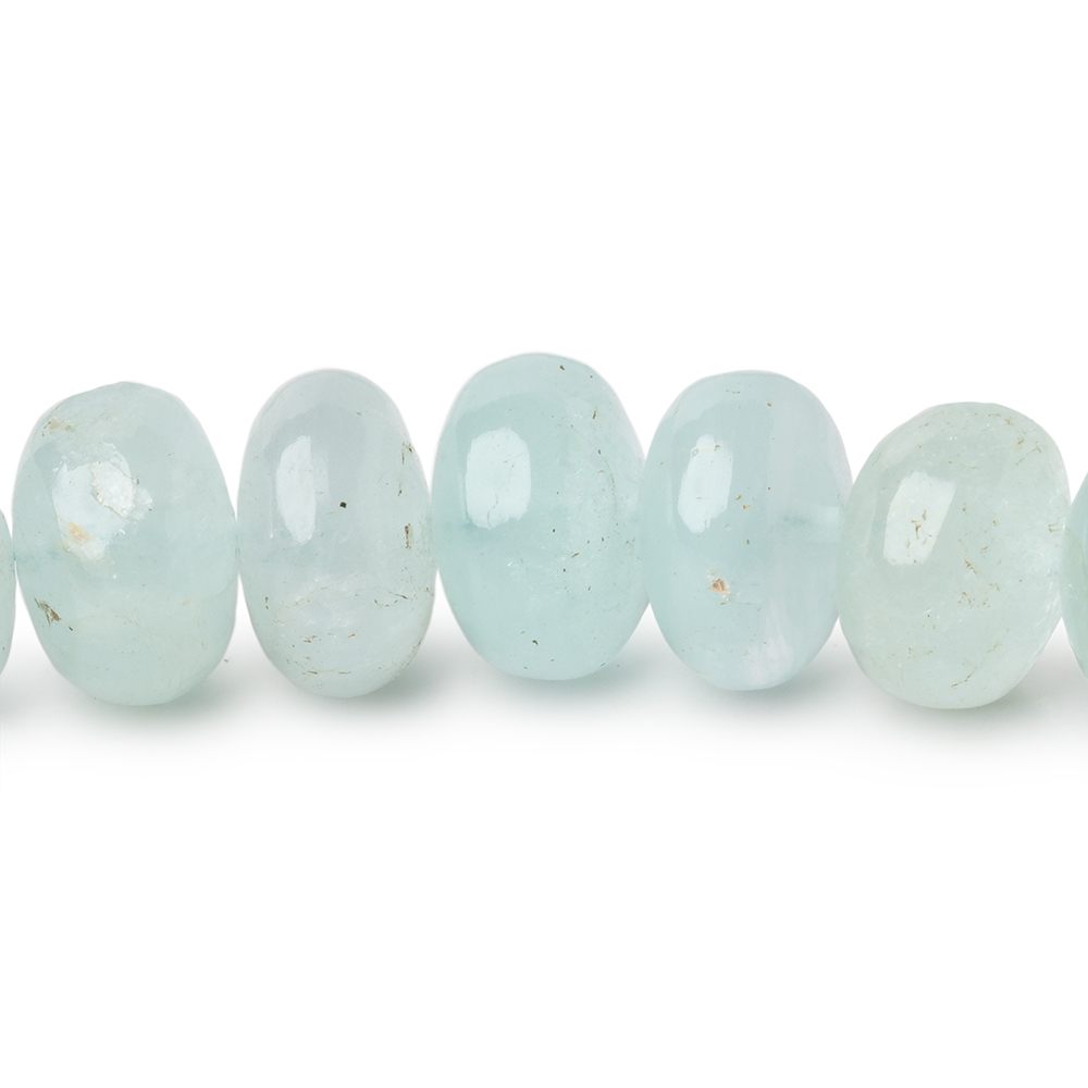 7.5-11mm Aquamarine Plain Rondelle Beads 18 inch 75 pieces - Beadsofcambay.com