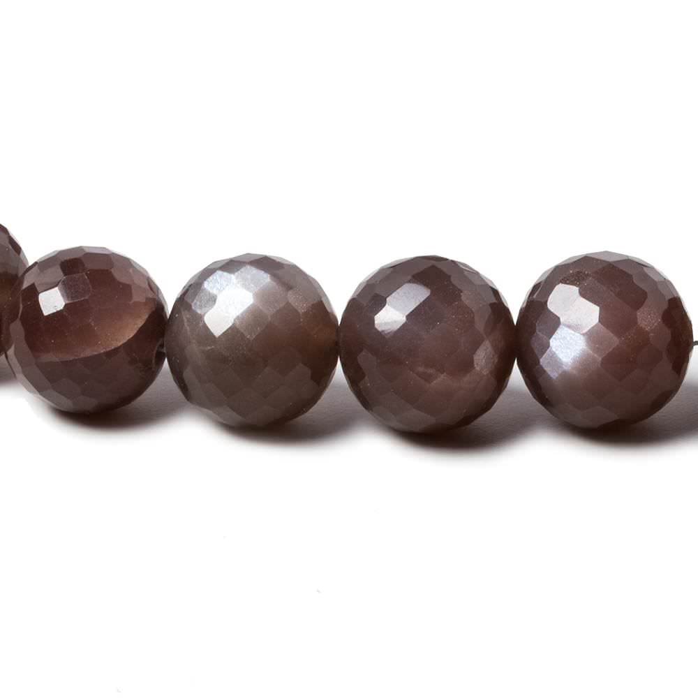 7.5-12.5mm Chocolate Moonstone faceted round beads 16 inch 39 pieces - Beadsofcambay.com