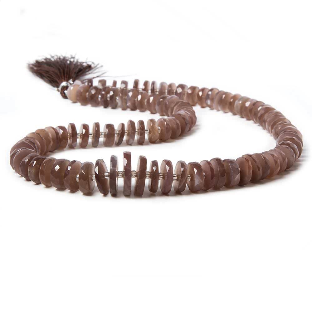 7.5-12mm Chocolate Moonstone faceted heshi beads 16 inch 90 pieces - Beadsofcambay.com