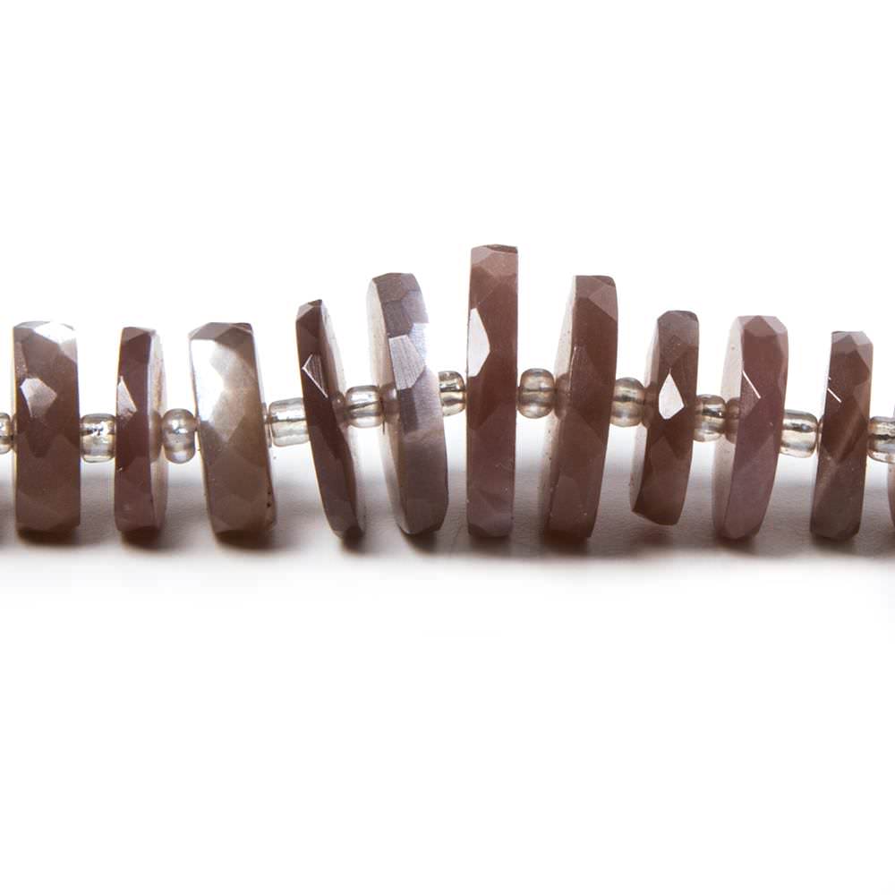 7.5-12mm Chocolate Moonstone faceted heshi beads 16 inch 90 pieces - Beadsofcambay.com