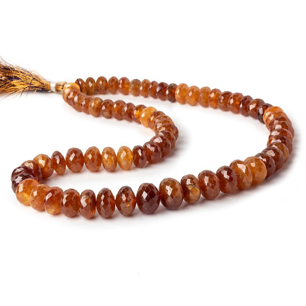 7.5-12mm Mandarin Garnet Faceted Rondelle Beads 16 inch 71 pieces A - Beadsofcambay.com