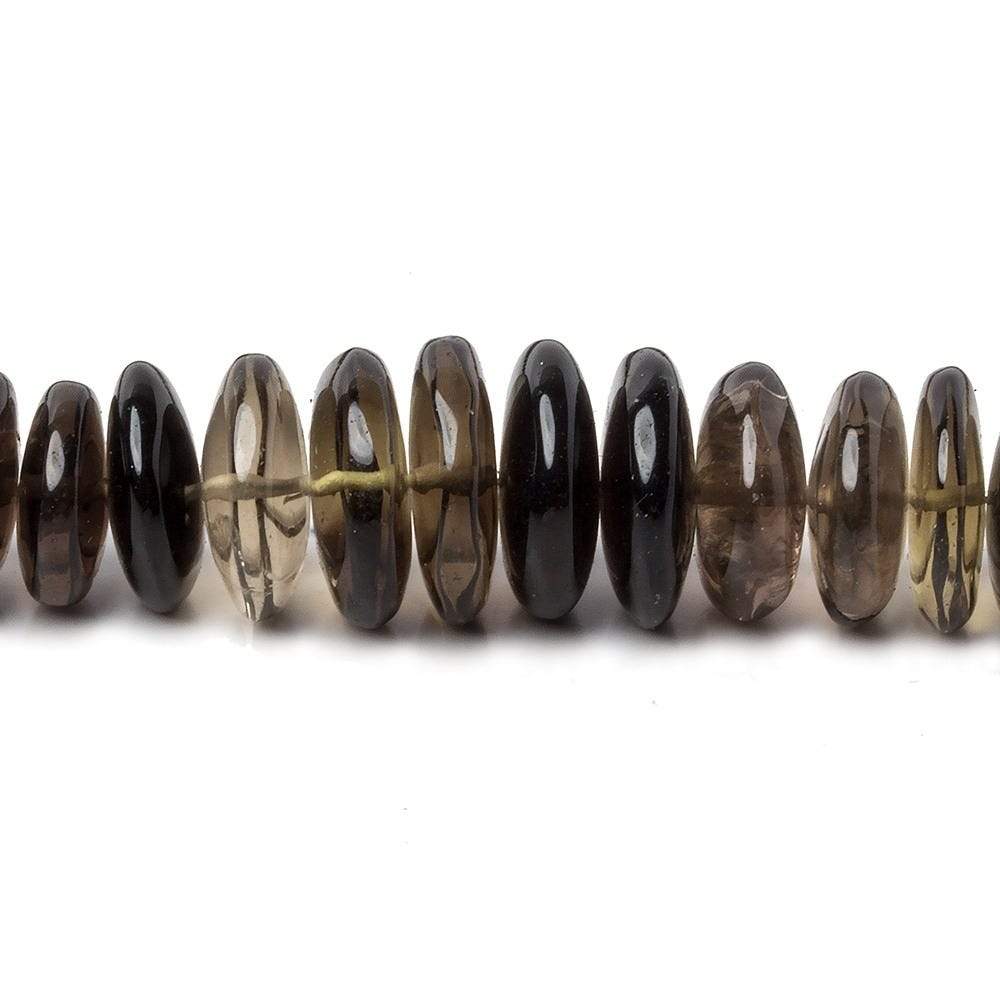 7.5-12mm Shaded Smoky Quartz plain rondelle beads 16 inch 112 pieces AA - Beadsofcambay.com
