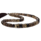 7.5-12mm Shaded Smoky Quartz plain rondelle beads 16 inch 112 pieces AA - Beadsofcambay.com