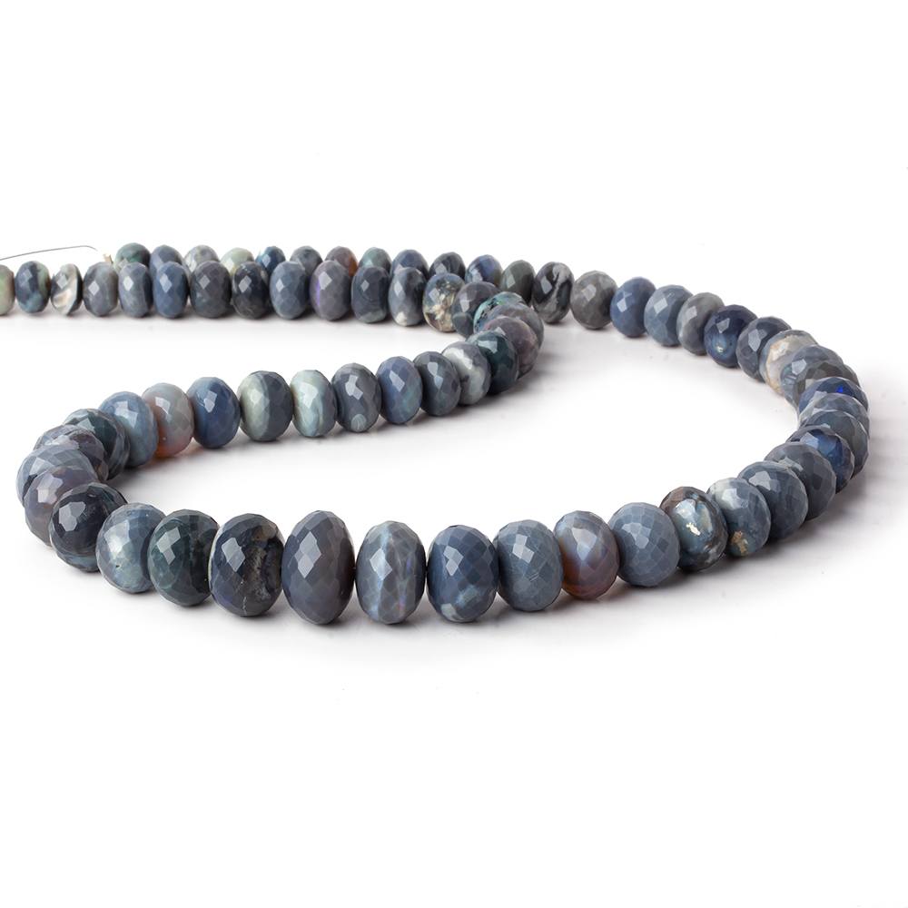 7.5-13.5mm Blue Grey Australian Opal faceted rondelle beads 18 inch 71 pieces - Beadsofcambay.com