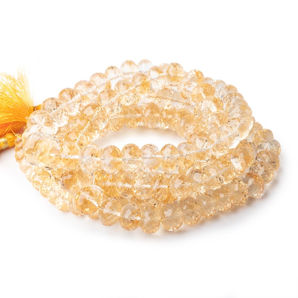7.5-13.5mm Citrine Faceted Rondelle Beads 16 inch 63 pieces - Beadsofcambay.com