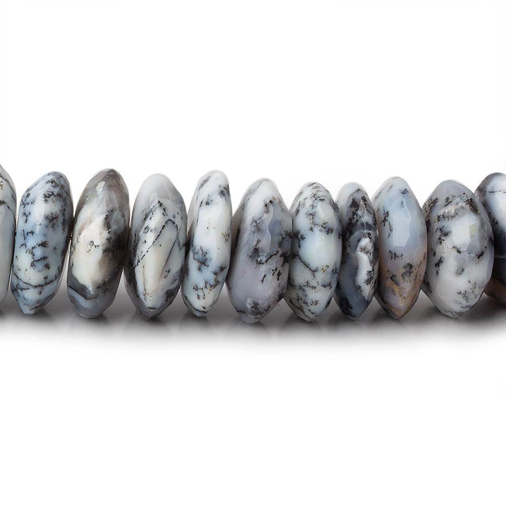 7.5-13.5mm Dendritic Opal German Faceted Rondelle 16 inch 93 pieces AA - Beadsofcambay.com