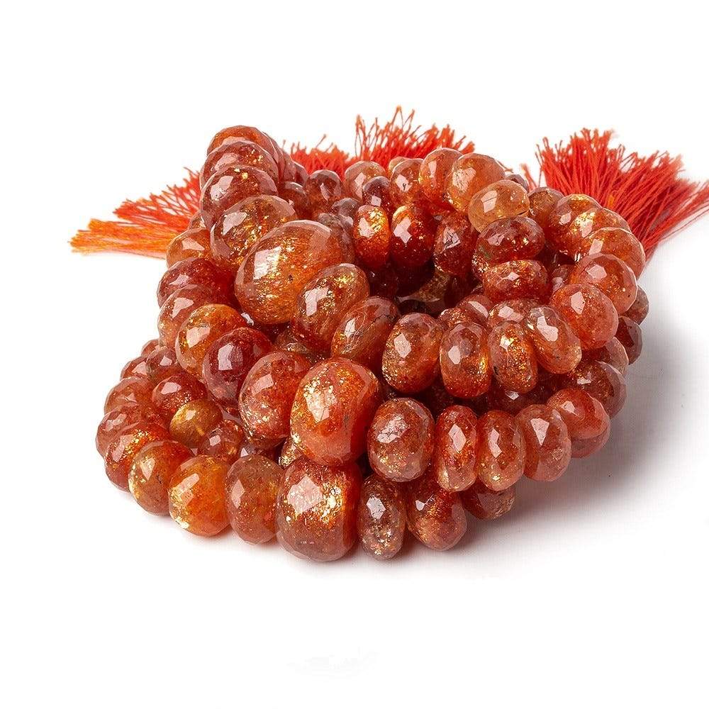 7.5-14.5mm Sunstone faceted rondelles 16 inch 73 beads - Beadsofcambay.com