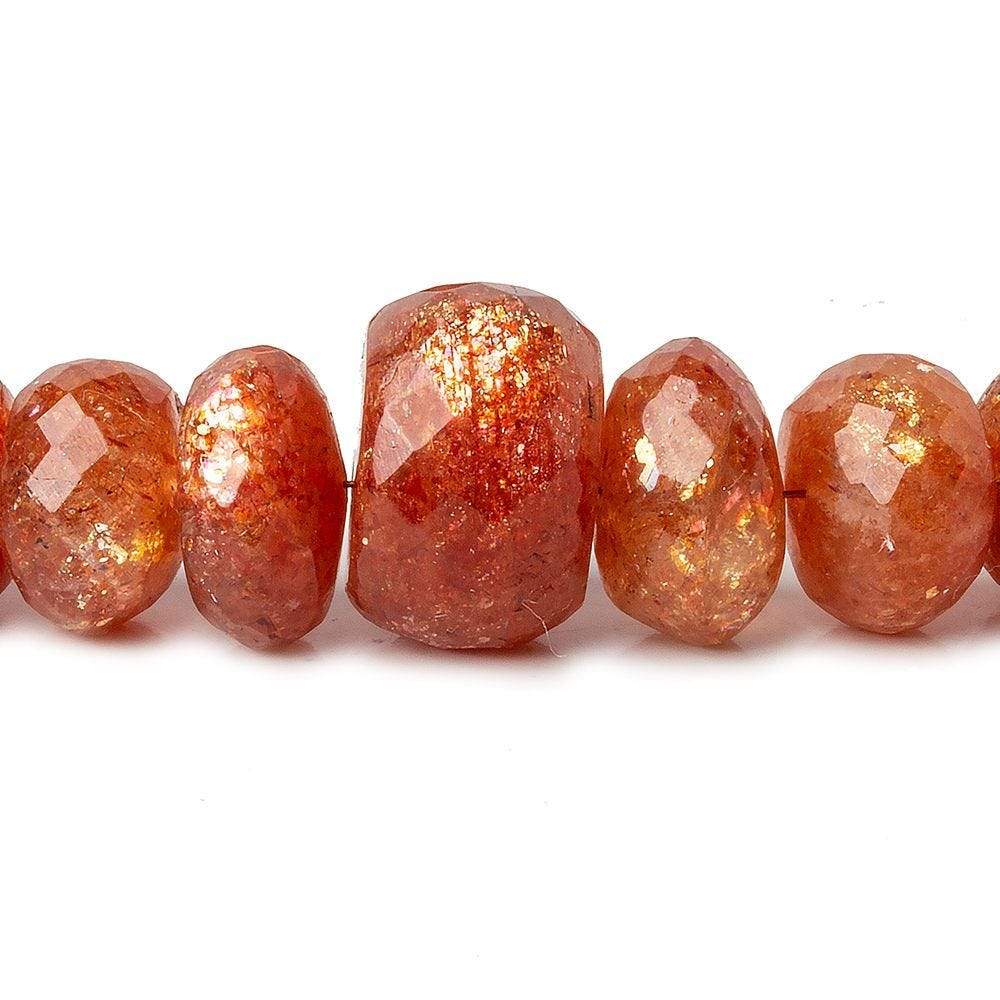 7.5-14.5mm Sunstone faceted rondelles 16 inch 73 beads - Beadsofcambay.com