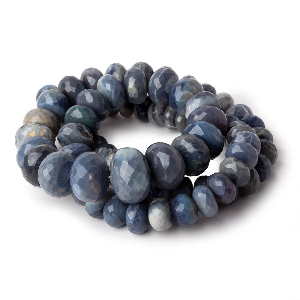 7.5-14mm Blue Grey Australian Opal faceted rondelle beads 18 inch 74 pieces - Beadsofcambay.com