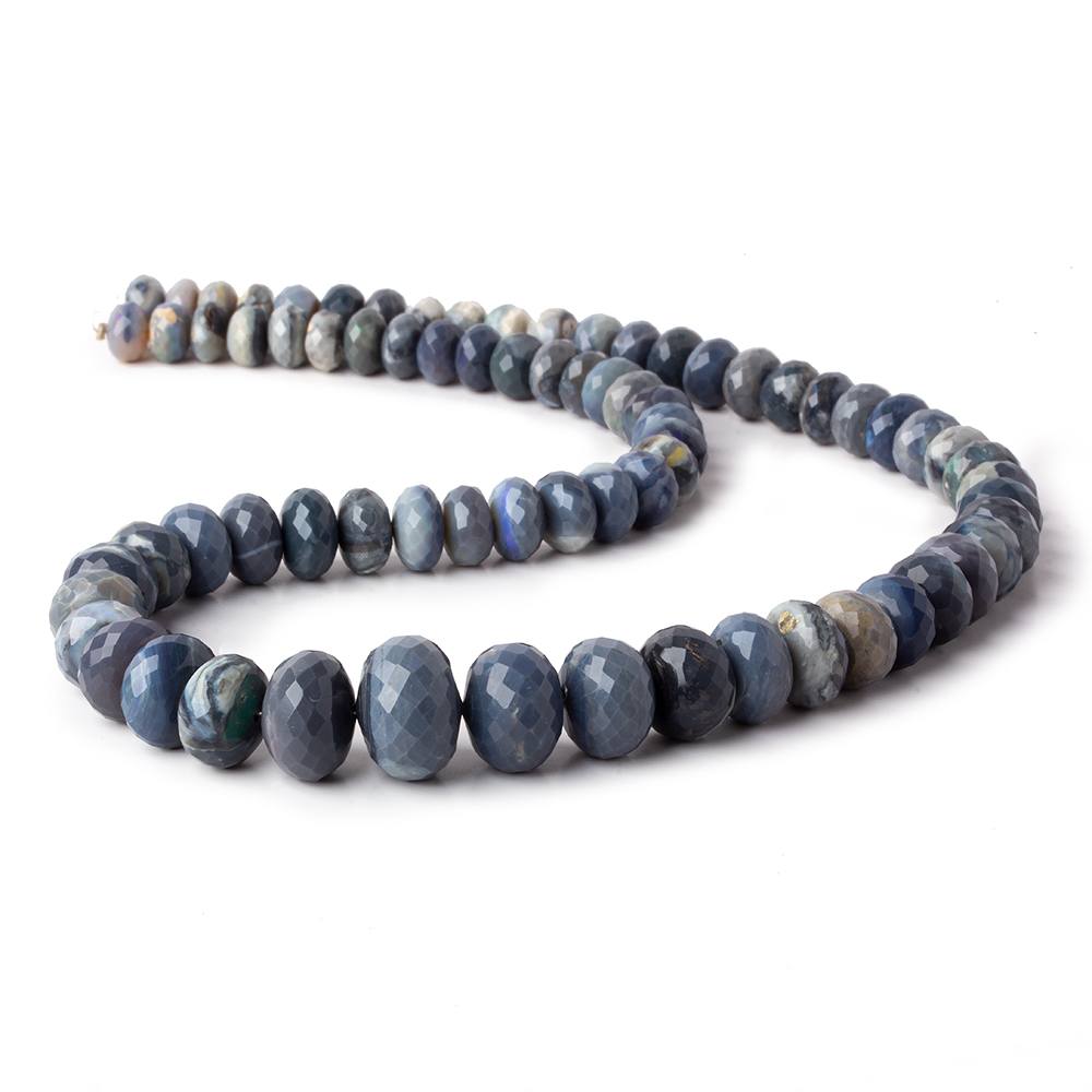 7.5-14mm Blue Grey Australian Opal faceted rondelle beads 18 inch 74 pieces - Beadsofcambay.com