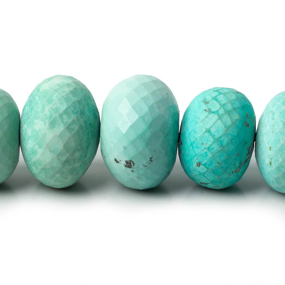 7.5-15.5mm Matte Turquoise faceted rondelles 8 inch 24 beads - Beadsofcambay.com